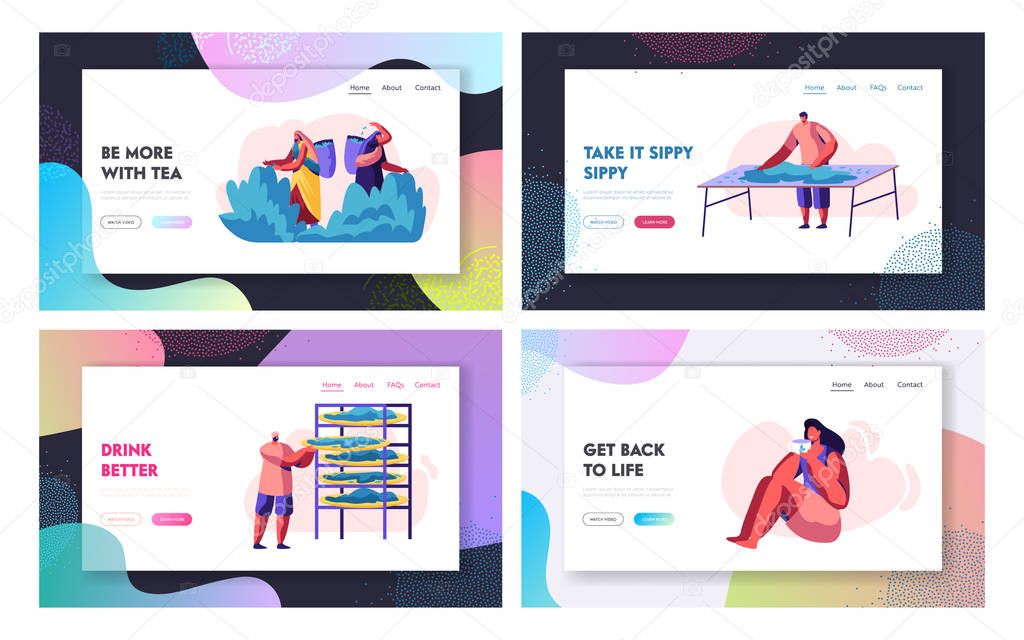 Tea Collecting and Drinking site Landing Page Templates Set (en