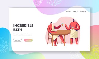 Erkekler Bath'da Ayı İçerek Vakit Geçirirler. Sauna ve Spa Su Prosedürleri. Gevşeme, Vücut Bakım Terapisi, Hafta Sonu Eğlence, Sparetime Web Sitesi Açılış Sayfası, Web Sayfası. Karikatür Düz Vektör İllüstrasyon, Afiş