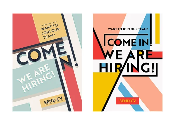 Business Recruiting Banner Design Set Hiring — 스톡 벡터