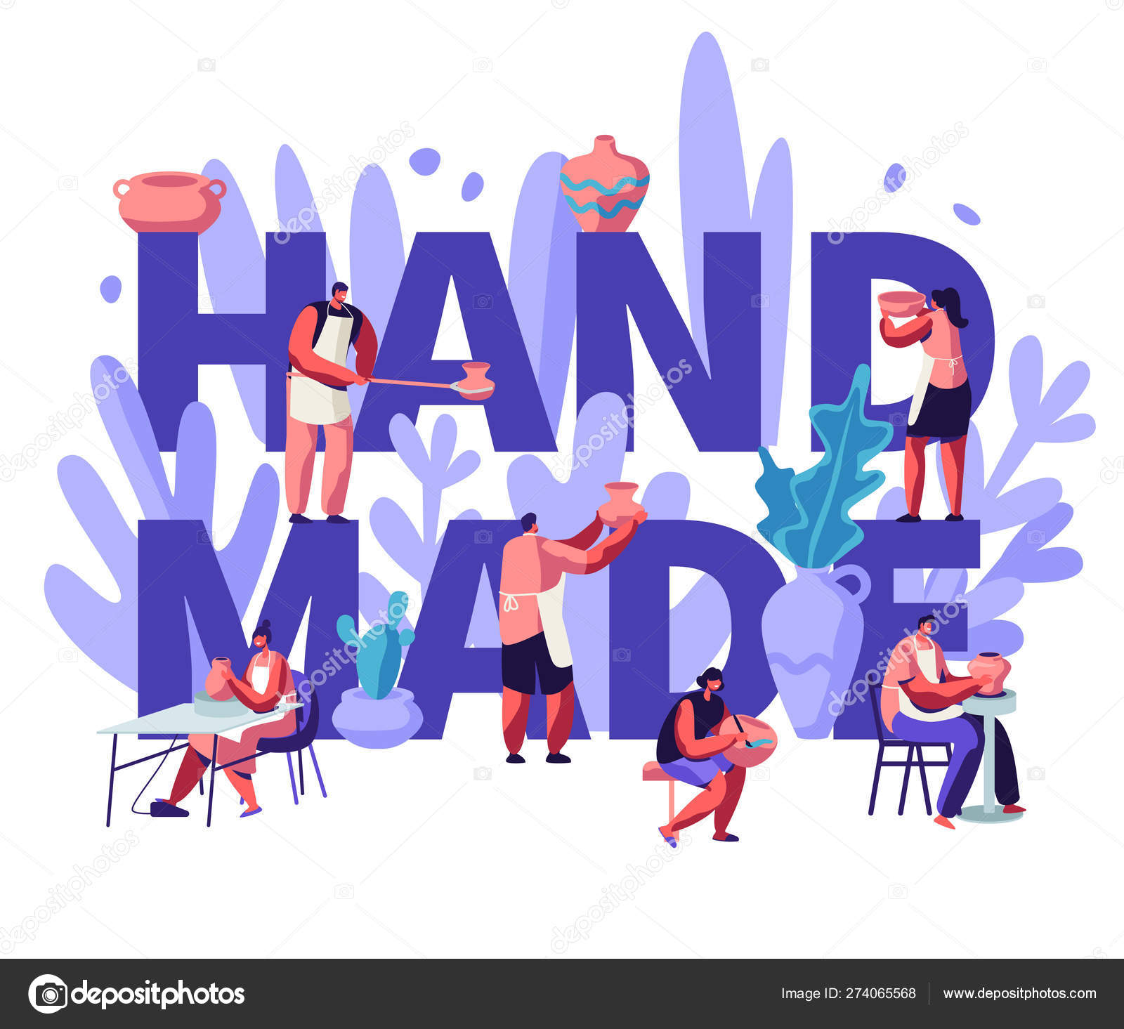 Handmade Concept. Characters Making Painting, Baking in Oven and Decorating  Pots, Earthenware, Crockery Ceramics at Pottery Workshop, Poster, Banner,  Flyer, Brochure. Cartoon Flat Vector Illustration Stock Vector Image by  ©vectorlab #274065568