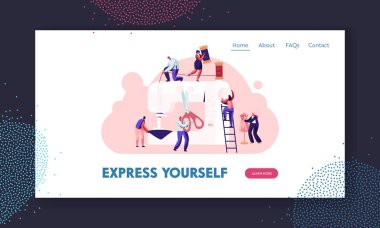 Moda tasarım kavramı, yaratıcı Atelier, terzi Tekstil Craft Iş, Dressmaker dikiş makinesi Web sitesi açılış sayfası, Web sayfası üzerinde kıyafet ve Konfeksiyon oluşturun. Karikatür düz vektör Illustration, banner