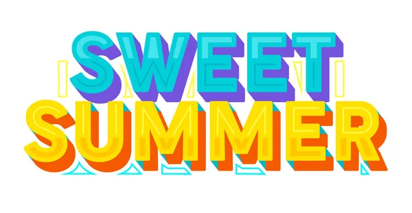 Sweet Summer Colorful Typography, Label or Badge. Template for Greeting Card, Poster, Banner and T-shirt Design. Sticker, Lettering Element, Creative Graphic Message, Quote Cartoon Vector Illustration — Stock Vector