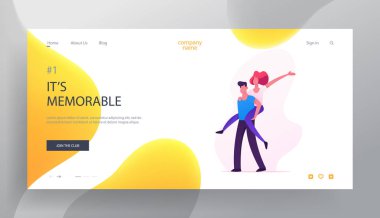 Mutlu seven Couple kandırmak, Web sitesi açılış sayfası oynarken, neşeli kadın sürme adam geri, mutluluk, sevinme, Insan Ilişkisi, birleşme SpareTime Web sayfası. Karikatür düz vektör Illustration, banner