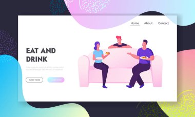 Ana Sayfa Parti Toplantı Arkadaşlar Web Sitesi Açılış Sayfası. Şirket Oturma Odasında Kanepede Oturan İçme İçecekler Pizza Yeme. İnsanlar Leisure Web Sayfası Banner Sohbet. Karikatür Düz Vektör İllüstrasyon