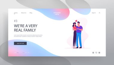 Romantik Bağlantı ve Aşk Sitesi Açılış Sayfası. Çift Sarılma. Mutlu Sevgilisi İlişki Yıldönümü Dating, Yaşam Tarzı. Duygular Duygular Romance Web Sayfası Banner. Karikatür Düz Vektör İllüstrasyon