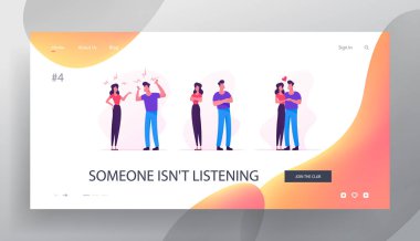 Aile Hayatı ve İlişkileri Web Sitesi Açılış Sayfası. Erkek ve Kadın Kavgası, Küfür ve Uzlaşma. Loving Çift Sıralama Şeyler. Aşk ve Kriz Web Sayfası Banner. Karikatür Düz Vektör İllüstrasyon