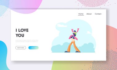 Mutlu Aile Web Sitesi Hafta Sonu Açılış Sayfası. Baba Omuzlarında Oturan Küçük Çocuk Dışarıda Eğleniyor. Yaz Tatili Baba Park Web Sayfası Banner Çocuk ile Yürüyüş. Karikatür Düz Vektör İllüstrasyon