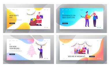 Cömert Noel Baba, Çocuk Sitesi İniş Sayfası Seti 'ne Hediyeler Getiriyor. Mutlu Çocuklar Noel 'i ve yeni yılı kutluyor. Noel Baba' nın internet sitesinden hediyeler alın. Çizgi film Düz Vektör İllüstrasyonu