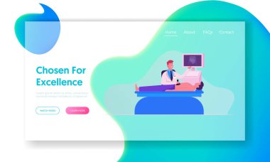 Gastroenteroloji Web Sitesi İniş Sayfası. İç Organlar için Erkek Karakter Ziyaret Hastanesi Ultrason Sistemi İnceleme ve Xray Teşhis Web Sayfası Afişi. Çizgi film Düz Vektör İllüstrasyonu