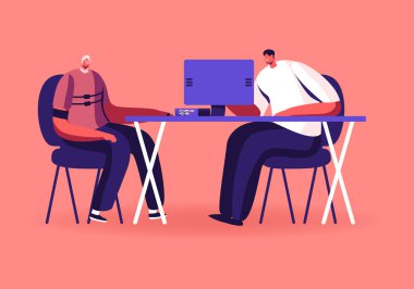 Erkek Karakter Testi İş Bulma veya Polis Sorgusu için Yalan makinesini geçti. Bilgisayardan Teknisyen Okuma Soruları