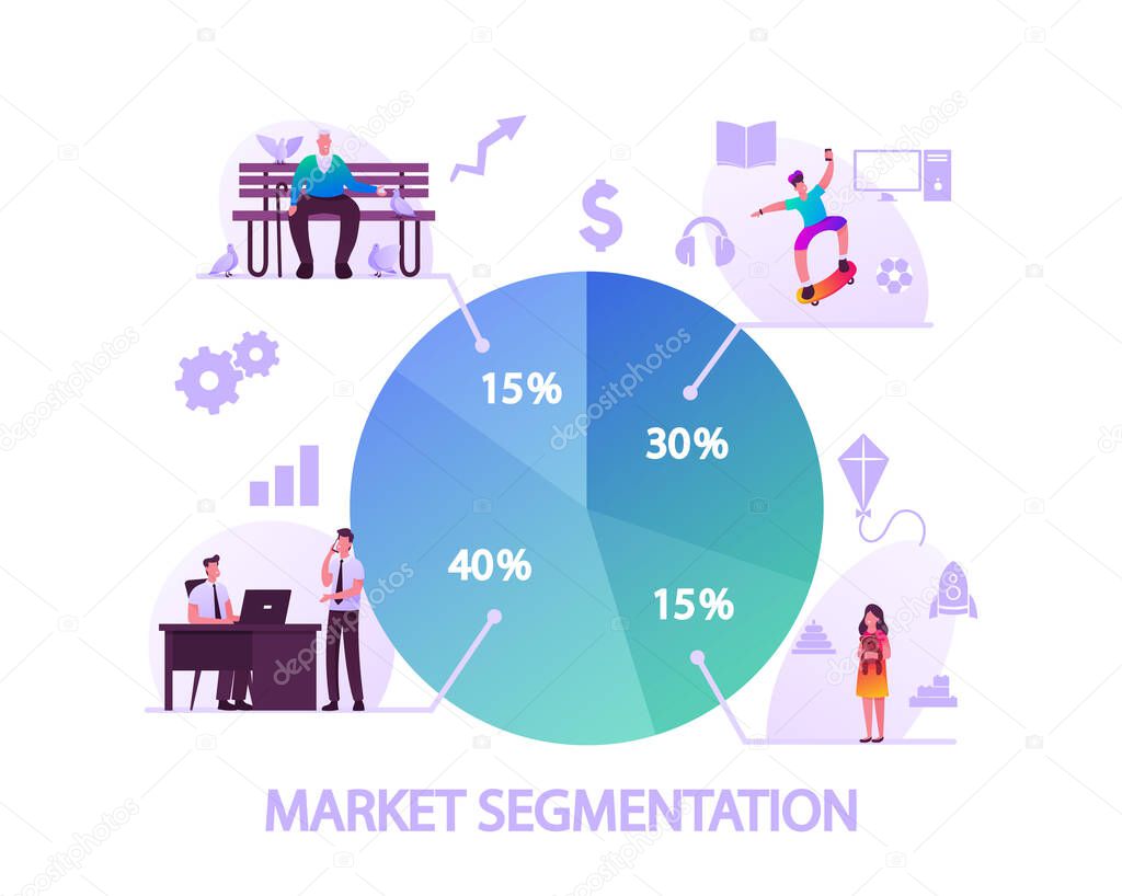 Market Segmentation Concept. People and Businessmen Characters Groups. Target Audience, Customer Care