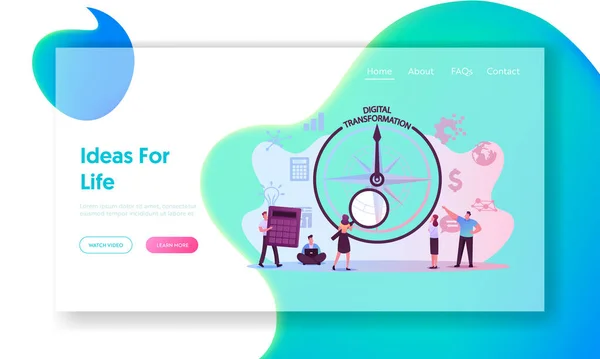 Digitalisierung Landing Page Template. Digitale Transformation oder Disruption, Finanzstatistiken, Big Data — Stockvektor