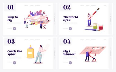 Uçak Modelleme Sayfa Şablonu Ayarlandı. Minik Karakterler Toplama ve Boyama Dev Uçak Modeli, Pervane Kullanımı Projesi, Baba ve Oğul Yaratıcı Hobi. Çizgi film İnsanları Vektör İllüstrasyonu