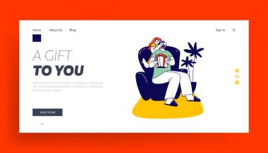 Mutlu Çocuk, Holiday ve Gift Landing Page Şablonu ile babamı tebrik ediyor. Mutlu Aile İlişkileri, Ebeveyn ve Çocuk Karakterleri Tatlı Hayat Anları, Babalar Günü. Doğrusal İnsanlar Vektör İllüstrasyonu