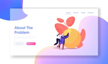 Kolay Problem Çözme, Hedefe Ulaşım Sayfa Şablonu. İş Dünyası Karakterleri Büyük Balo 'yu Zorladı. Takım çalışması, Kariyer Yarışması, Motivasyon ve Ağır Görevi Çözen Ekip. Çizgi film Vektör İllüstrasyonu