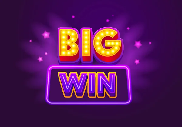 Big Win Creative Visulation Banner, вітальна картка з типографікою на сайті Purple Background Social Media Followers Greeting, Casino або Lottery Winner Prize, Gambling Games Victory. Векторний приклад — стоковий вектор