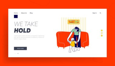 Bebeğin İlk Adım İniş Şablonu. Anne Tutucu Bebek Eller Yürümeyi Öğret. Ebeveyn ve Çocuk Karakterleri Evde Yürüyüş, Mutlu Aile Etkinliği. Doğrusal İnsanlar Vektör İllüstrasyonu