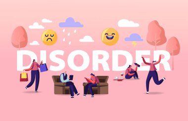 Bipolar Akıl Hastalığı Konsepti. Nörolojik ve Duygusal Hastalıklı Kadın Karakter Psikiyatrist