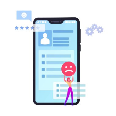 Hoşnut Olmayan İstemci Kötü Eleştiri ya da İnternet Servisleri için Geri bildirim Bırak. Kadın Karakteri Negatif Kullanıcı Deneyimi, Sıralama