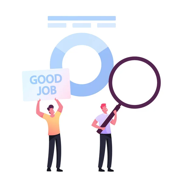 Gebruikerservaring, Ranking en Rating Concept. Kleine ondernemers Karakters Geef Beoordeling en feedback voor Goede Job Services — Stockvector