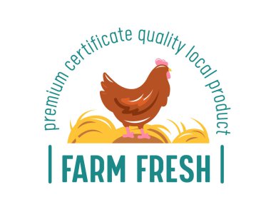 Taze Çiftlik Yerel Ürünleri, Çiftçi Pazarı Tavuk Afişi. Ekolojik Doğal Organik Üretim Reklamcılığı