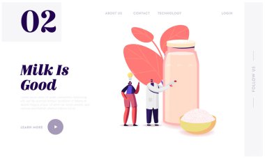 Alternatif Vegan İçecek İniş Sayfası Şablonu. Hasta Karakteri Süt Bedava Süt Yedeği İçeceğine Doktor Teklif Et