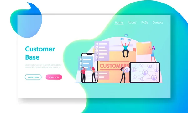 Personagens de Negócios Expandir a Base de Clientes Atraindo Novos Clientes Landing Page Template. Gestão do Programa de Referência — Vetor de Stock