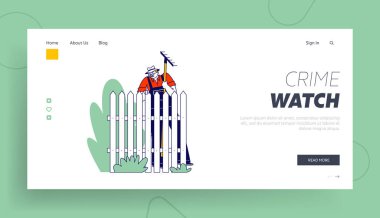 Kızgın Komşu İniş Şablonu. Panama Şapkalı Üst Düzey Erkek Karakteri Çatışma Çatışması 'nda Suratsız Yüzlü Tırmık Durağı