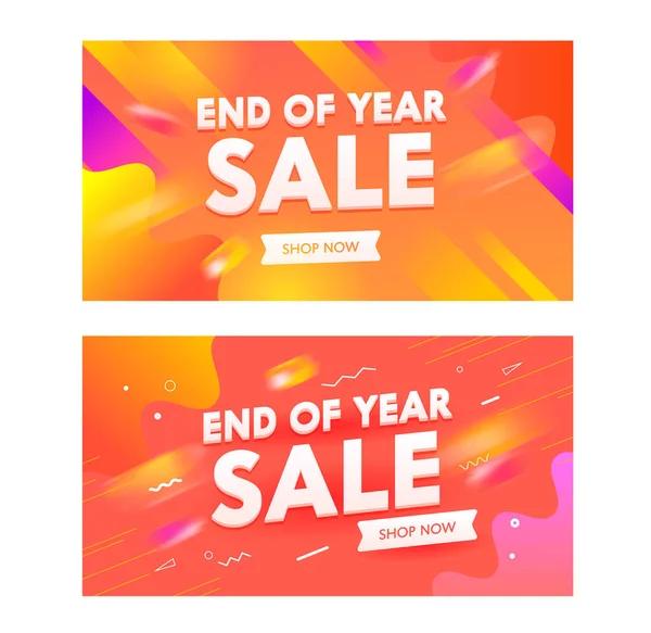 Set di banner pubblicitari per la vendita di fine anno con tipografia. Sfondo con elementi astratti. Shopping all'ingrosso — Vettoriale Stock