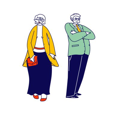 Beyaz Arkaplanda İzole Edilmiş Zarif Giysilerdeki Üst Düzey Karakterler. Yaşlılar Yaşam Tarzı, Aile
