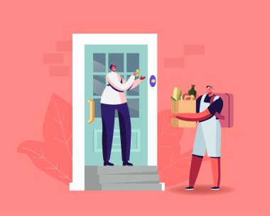 Ekspres Yemek Teslimatı. Market ile Kurye Evdeki Tüketiciye Paket Teslimatı. Alışveriş, E-Ticaret Cafe Nakliye Servisi