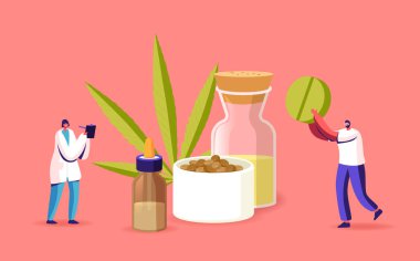 Alternatif Cbd ilaçları, hafif ilaçlar. Bilim adamı veya Eczacı Karakterleri Tıbbi Esrar Yağı ve Hapları Üretiyor