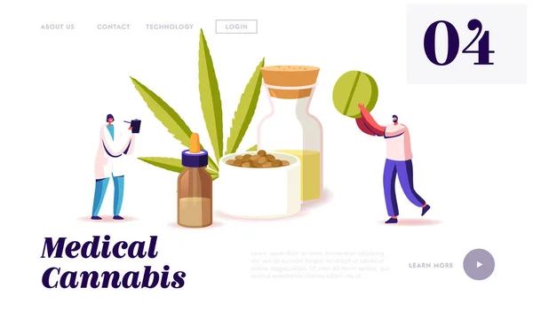 Alternative Cbd Remedy o Medication Landing Page Template. Farmaci per uso personale. Pillole di Cannabis medica — Vettoriale Stock