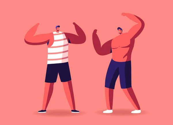 Kulturyści Mężczyzna znaków pozowanie Demonstracja Ogromne mięśnie i sportowy doskonały atletyczny ciała pomiaru siły — Wektor stockowy