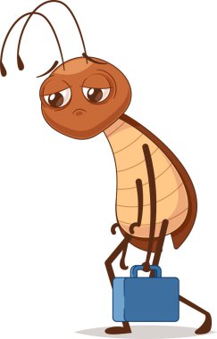 Mutsuz hamam böceği karakteri işe gidiyor.