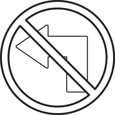 Yol işareti. Sola siyah beyaz dönüş yok.