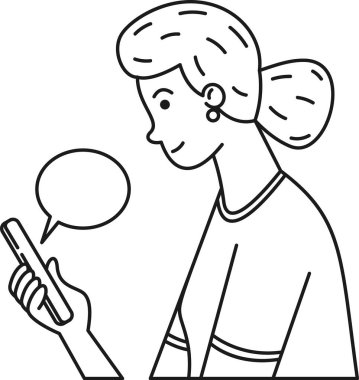 Kız internette siyah-beyaz sohbet ediyor.