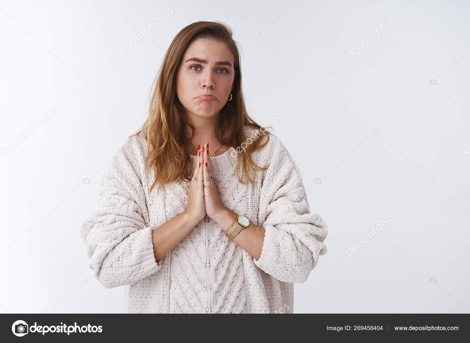 Cute Charming Caucasian Tall Woman Wearing Loose Sweater Short