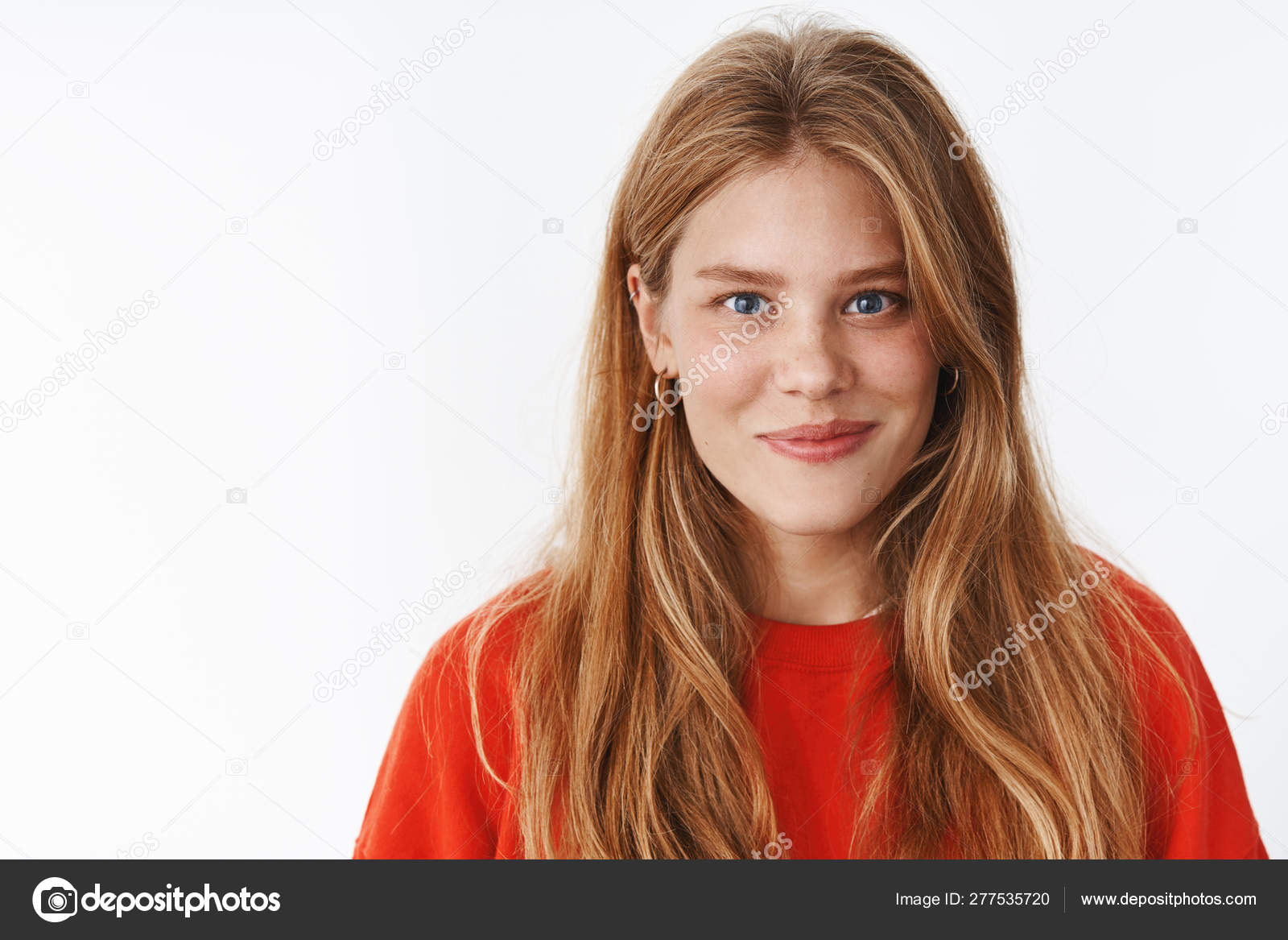 Portrait Of Charming Charismatic And Cute Fair Haired Girl With