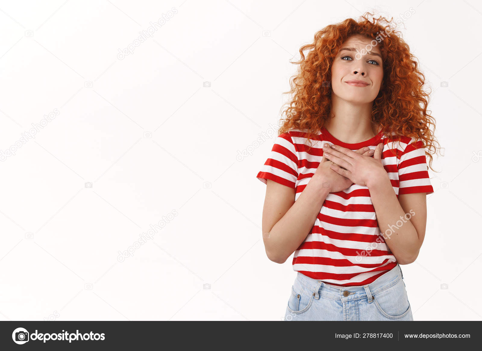 How Touching Cute Attractive Pleased Feminine Redhead Ginger Girl