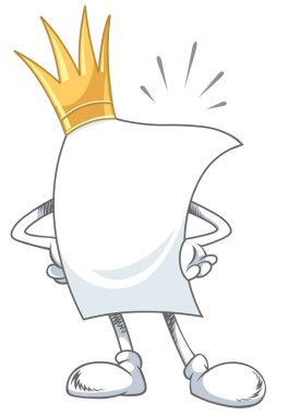 Boş beyaz kağıt Kral taç ile poz.