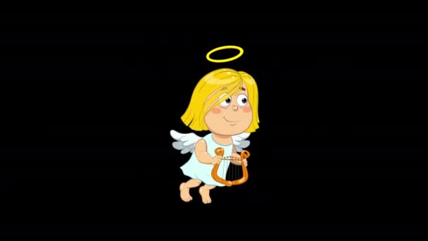 Looped Κινούμενα Σχέδια Του Αστείου Χαρακτήρα Angel — Αρχείο Βίντεο
