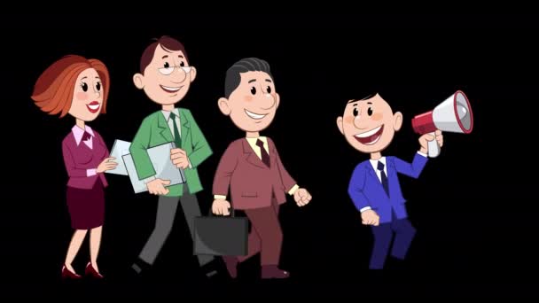 Leader His Team Looped Cartoon Animation Leader His Team Moving — Stock Video