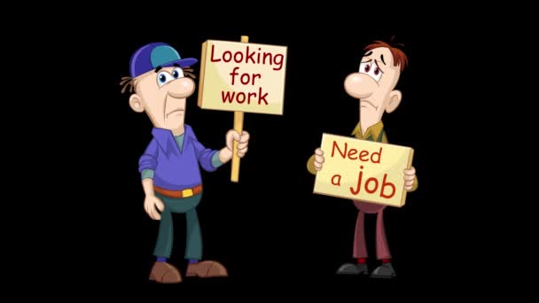Zeichentrickfilm Mit Loopings Von Zwei Arbeitslosen Comic Figuren — Stockvideo