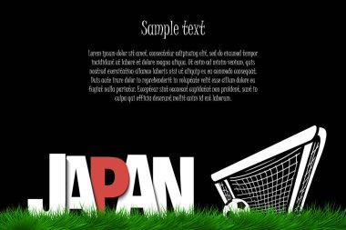 Kelime topu kapısında çimenlerin üzerinde Japonya ve futbol. Vektör çizim