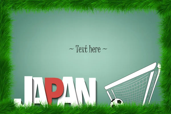 Bir çerçeve çimen word Japonya ve kapıdaki bir futbol topu. Vektör çizim