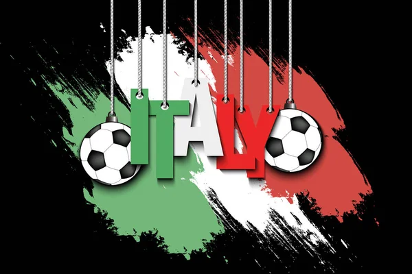 Banner Mit Der Aufschrift Italy Und Ball Hängen Den Seilen — Stockvektor