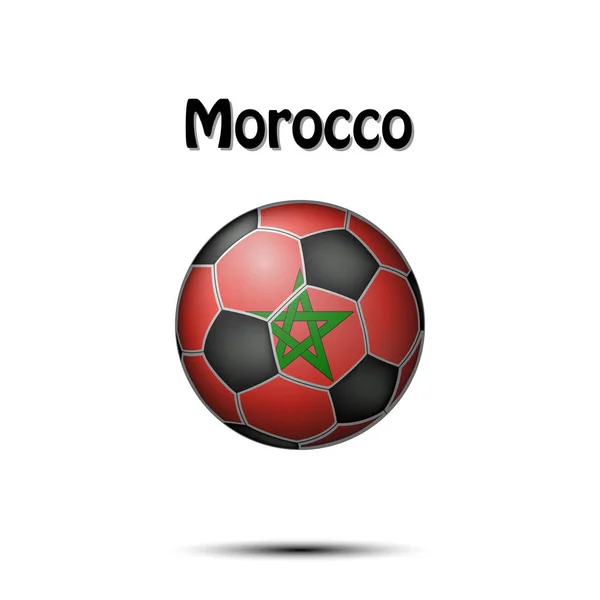 Pallone Calcio Dipinto Nei Colori Della Bandiera Del Marocco Illustrazione — Vettoriale Stock