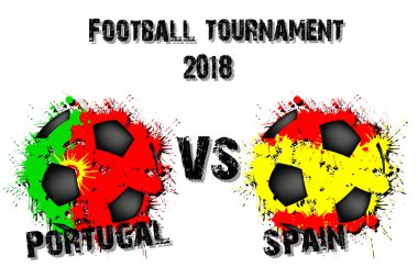 Futbol oyun Portekiz vs İspanya. Futbol Turnuvası maç 2018. Vektör çizim
