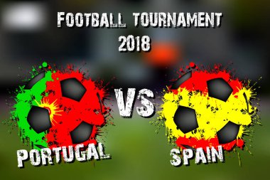 Futbol oyun Portekiz vs İspanya. Futbol Turnuvası maç 2018. Vektör çizim